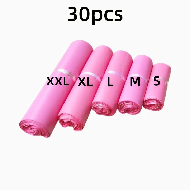 30Pcs Extra Large Pink Mailing Bags 25×35cm Heavy Duty Polyethylene Self Sealing Waterproof Shipping Envelopes Round Corner Reus