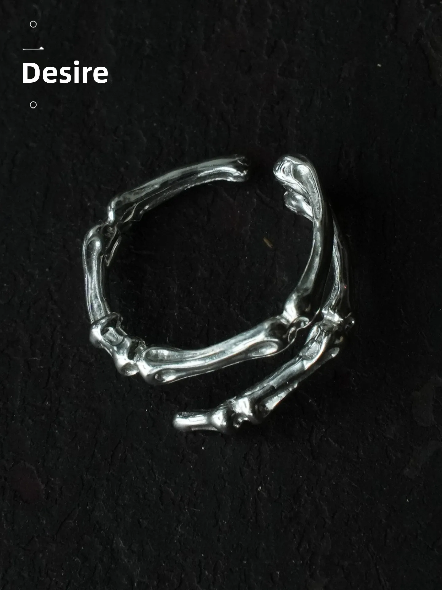 Qixi Festival Gift Handmade Silver Tail Ring Open Ring Original Design Bone  Series S925 Silver Jewelry for Him And Her