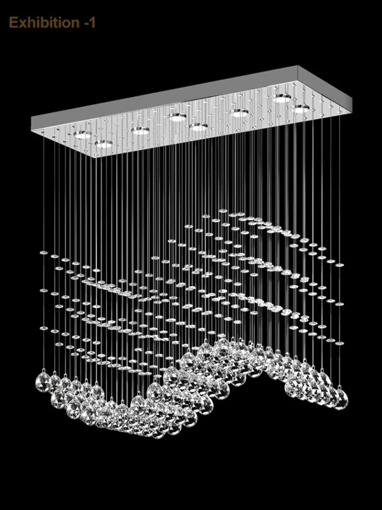 

Luxury Fish line shape Diamond shape Crystal led Chandeliers lustre Ceiling Dimmable luminaire Home interior lighting
