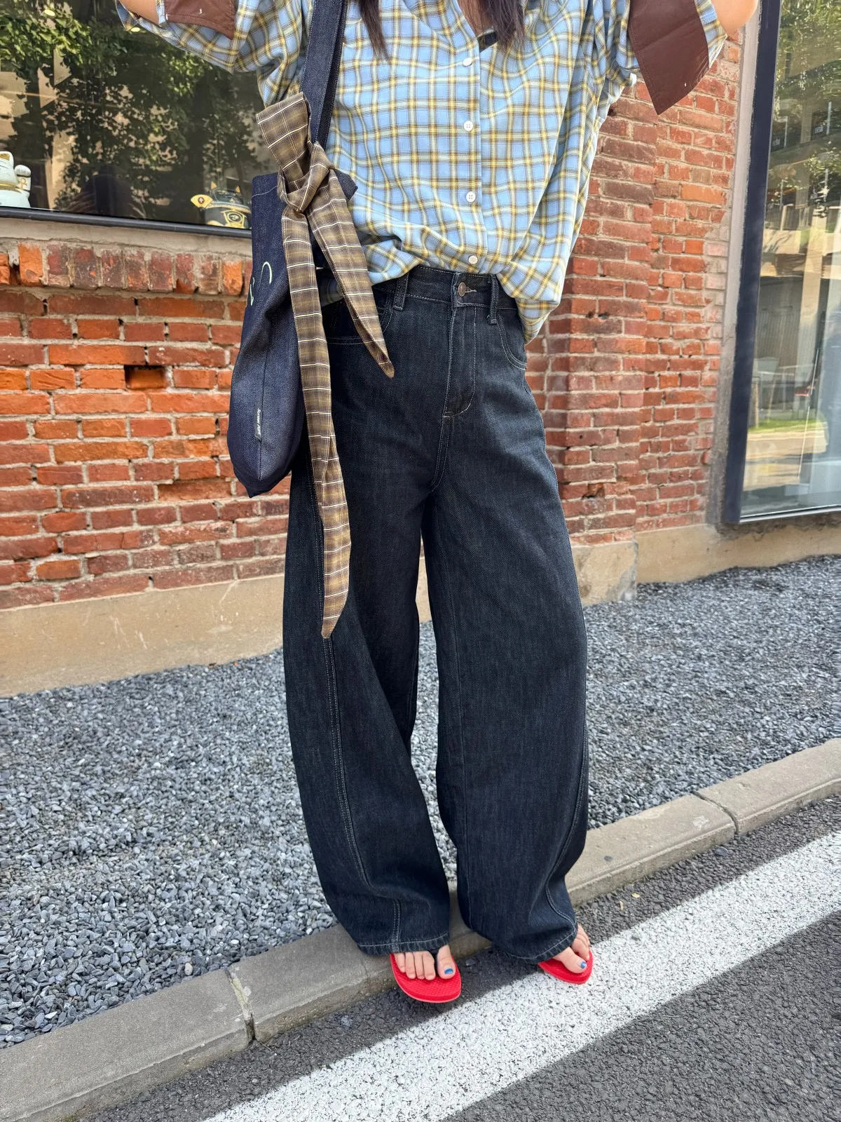 

Джинсы с высокой талией в американском стиле ретро, оригинальные цветные джинсы с изогнутыми ножками, повседневные свободные леггинсы, женские длинные брюки, повседневные брюки