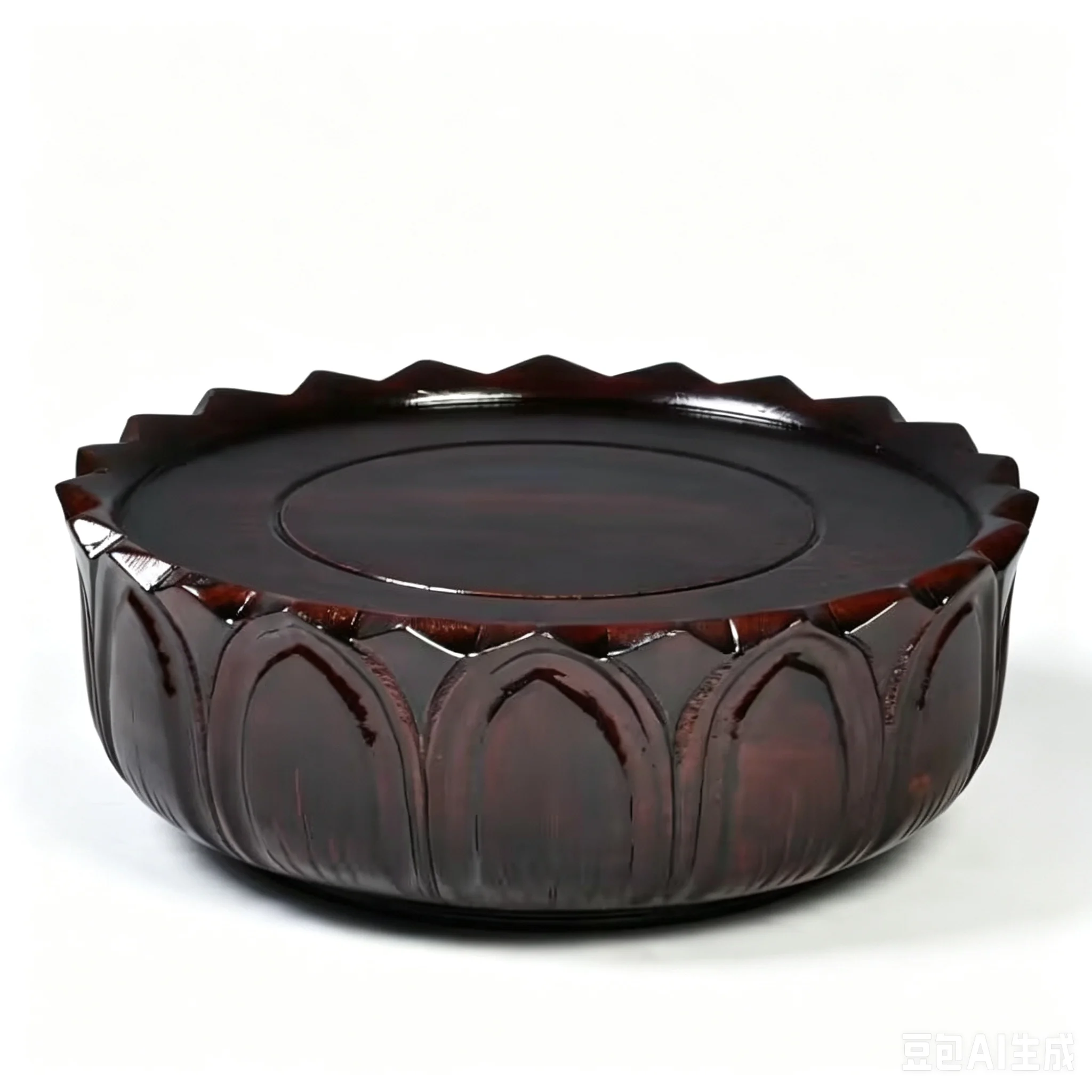 Desktop Decoration Base Home Office Decorative Wood Lotus Display Base Stand Round Pedestal for Buddha Figurine Vase Stone