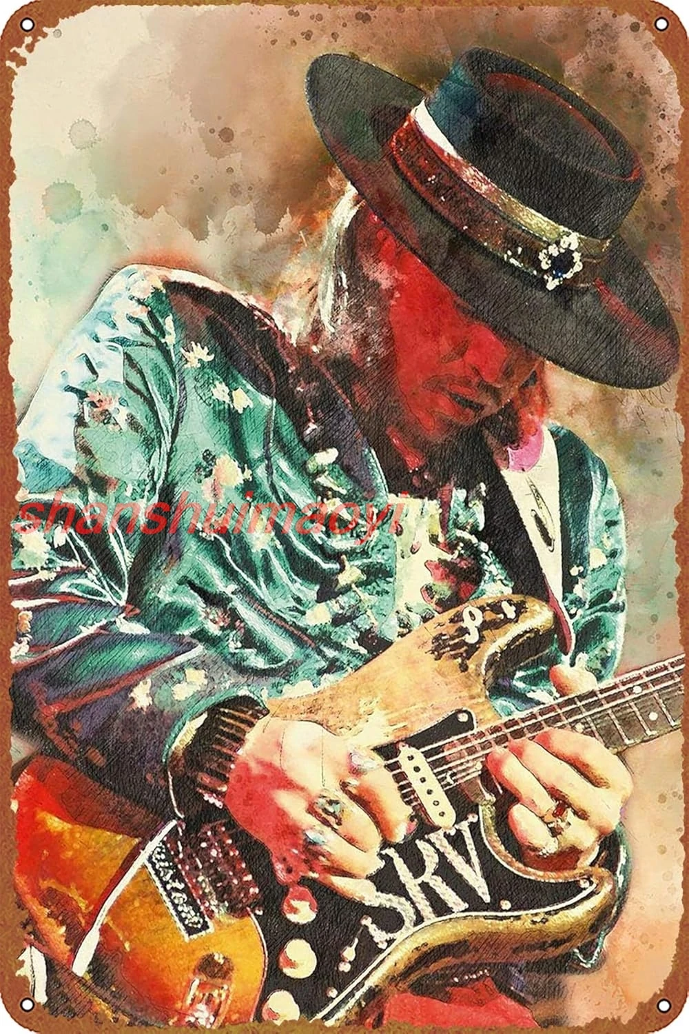 Rock Stevie Ray Vaughan Music Poster Metal Tin Sign Retro Wall Signs for Home Cafe Bar Pub Wall Decor 8x12 inch KMN