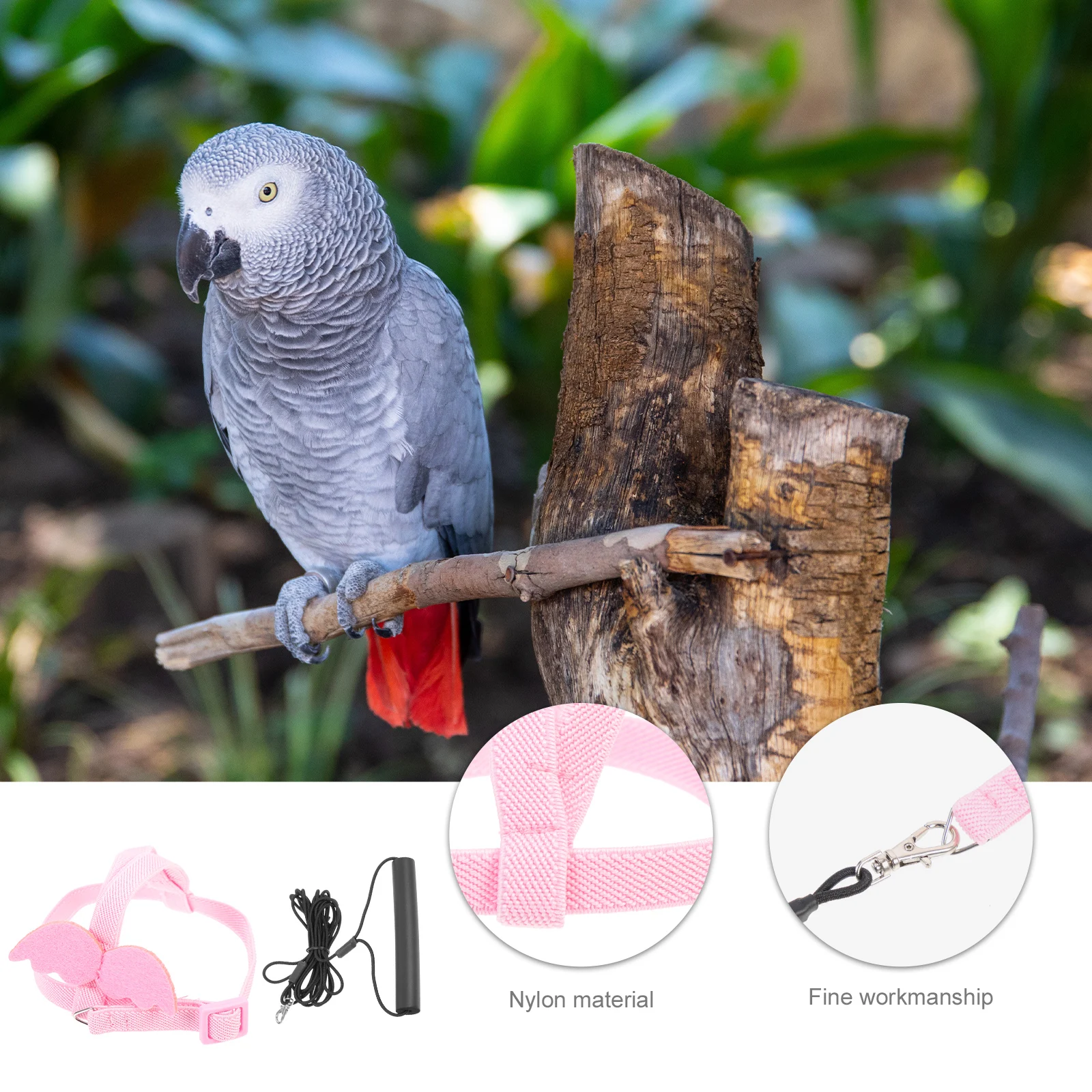 

Birds Flying Strap Rope Parrot Training Harness Suspenders Parrots Pink and Leash