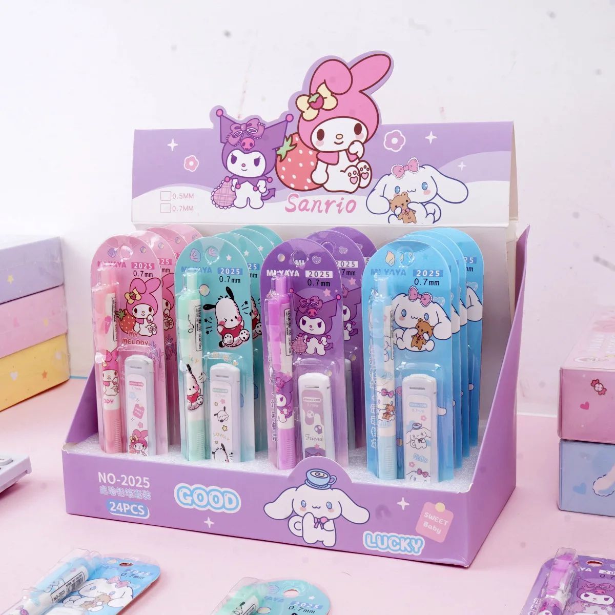 4Pcs New Cartoon Mechanical Pencil Set Cartoon 0.7Mm Refill Lead Automatic Pencils School Students Office Study Stationery Gifts