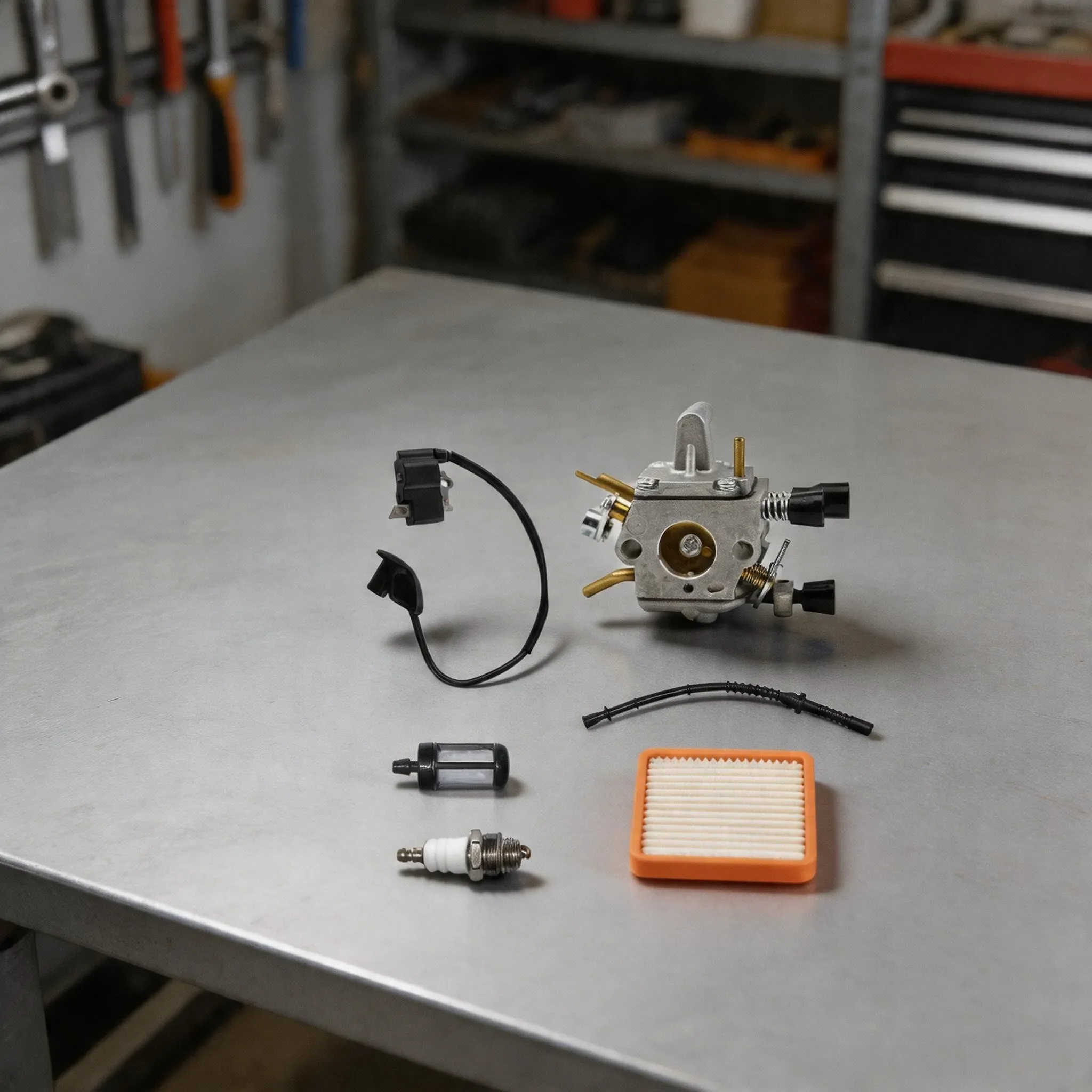 FS120/200 Lawn Mower Parts Kit:Carburetor,Coil,Air/Fuel Filters,Spark,Fuel Line Herramienta Power Tool Accessories