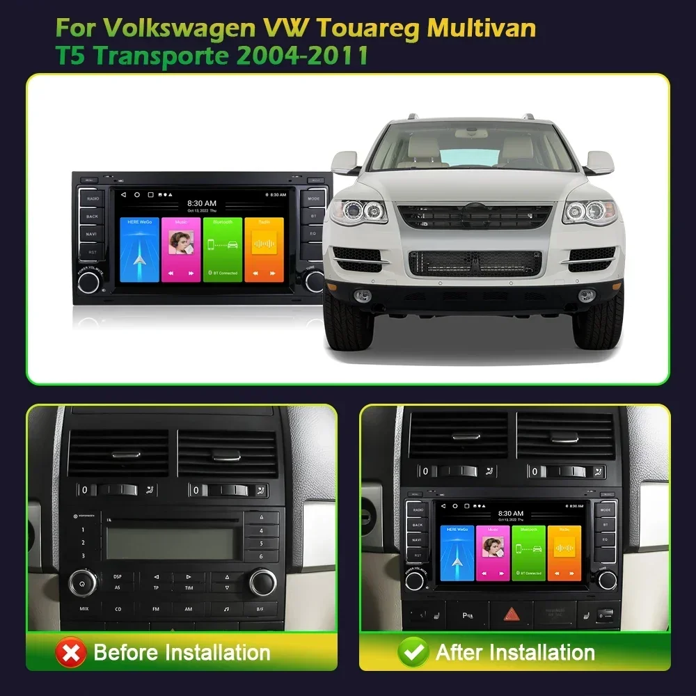 7inch Android OS For Volkswagen VW Touareg Multivan T5 Transporte 2004-2011 Car Radio Stereo Multimedia Wireless Carplay Screen