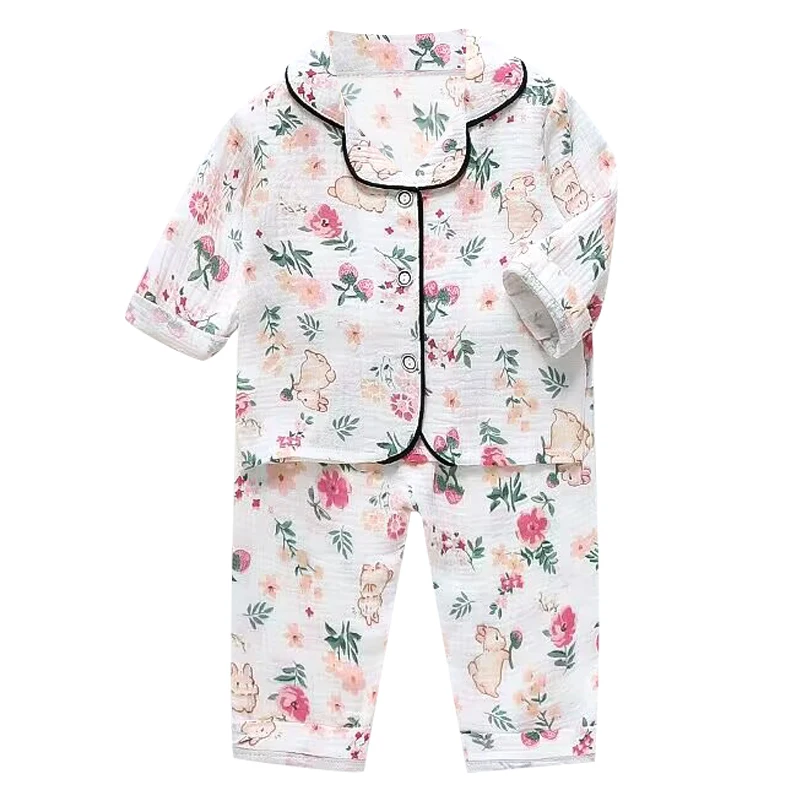 summer new cartoon suit boys' and girls' casual pajamas suit baby silk ice short sleeve shorts housewear suit