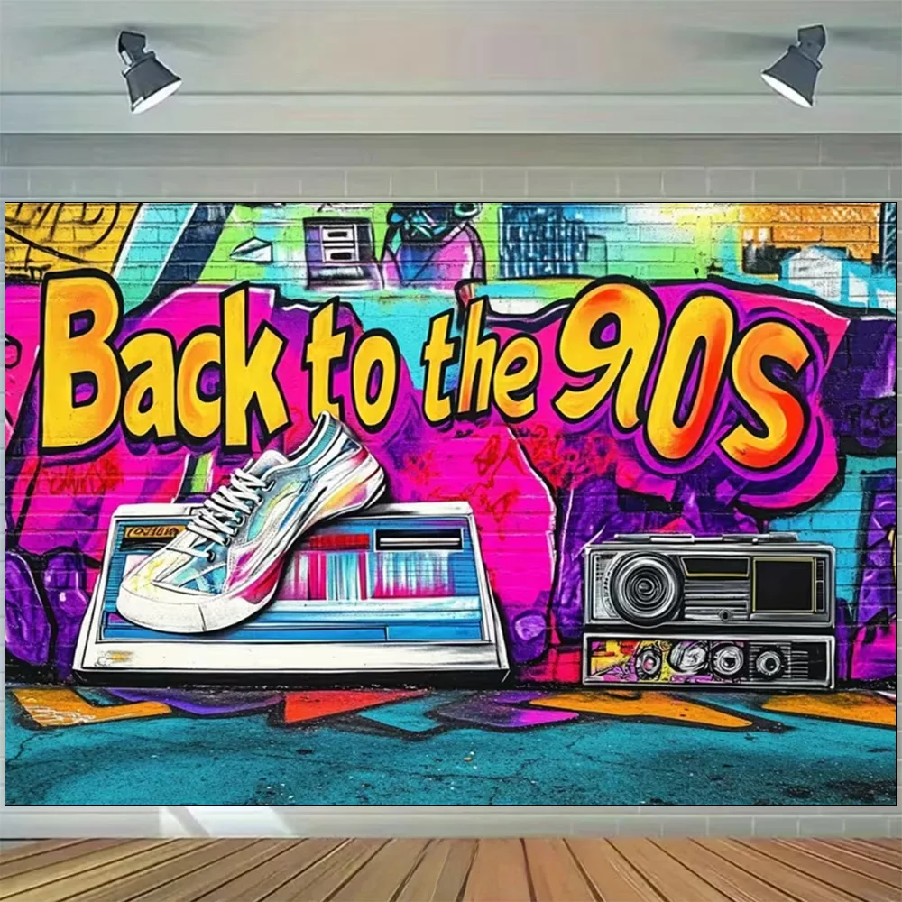 الرجعية العودة إلى 80s 90s الموسيقى ديسكو الطرف الديكور خلفية ضوء النيون الكتابة على الجدران أشرطة الطوب خلفية لوازم استوديو الصور