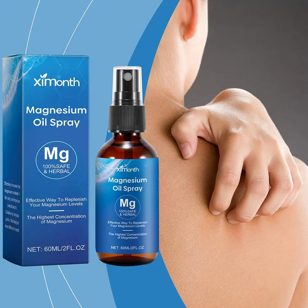 

60ml Purely Natural Magnesium Oil Spray Improve Sleep Relieve Muscle Pain Skin Beauty For Restlessness & Better Sleep T2F2