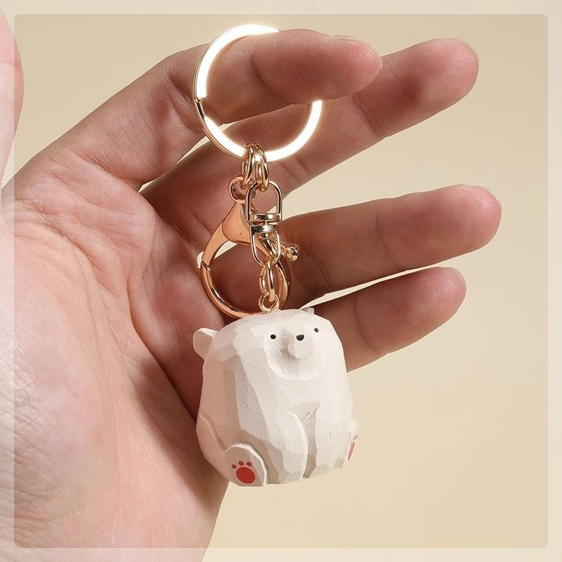 

Polar Bear Wood Carving, Therapeutic Bag Charm, Solid Wood Car Ornament, Christmas Theme Decor, Meaningful Gift