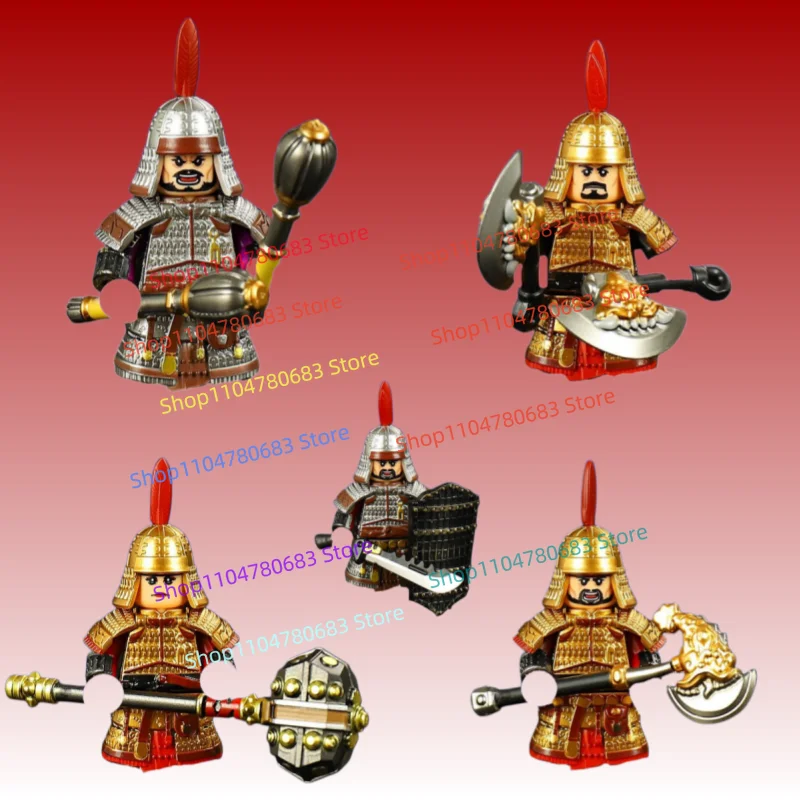 MOC Building Blocks Mini Figure New Three Kingdoms Warrior Assembly Model Ornament Anime Cartoon Toy Holiday Gift Collection
