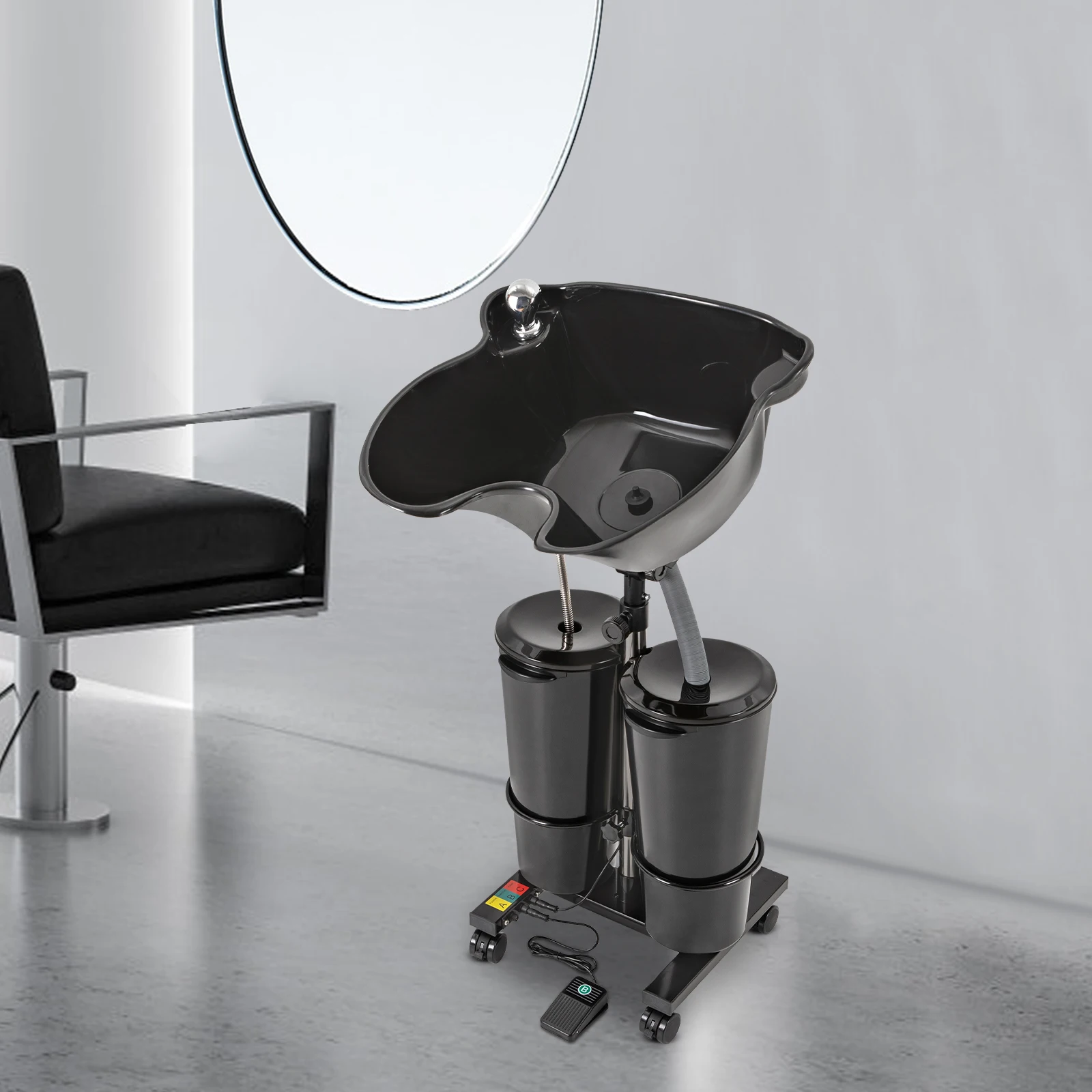 

Portable Shampoo Basin, 10L Hair Wash Basin with 2 Water Buckets Height Adjustable For Salon Spa