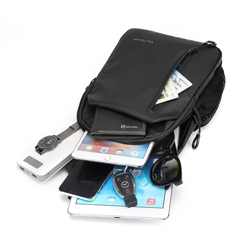 Man Casual Sling Chest Bag USB Charging Port Anti Theft Travel Multifunctional Waterproof Hiking Cycling Shoulder Crossbody Bag