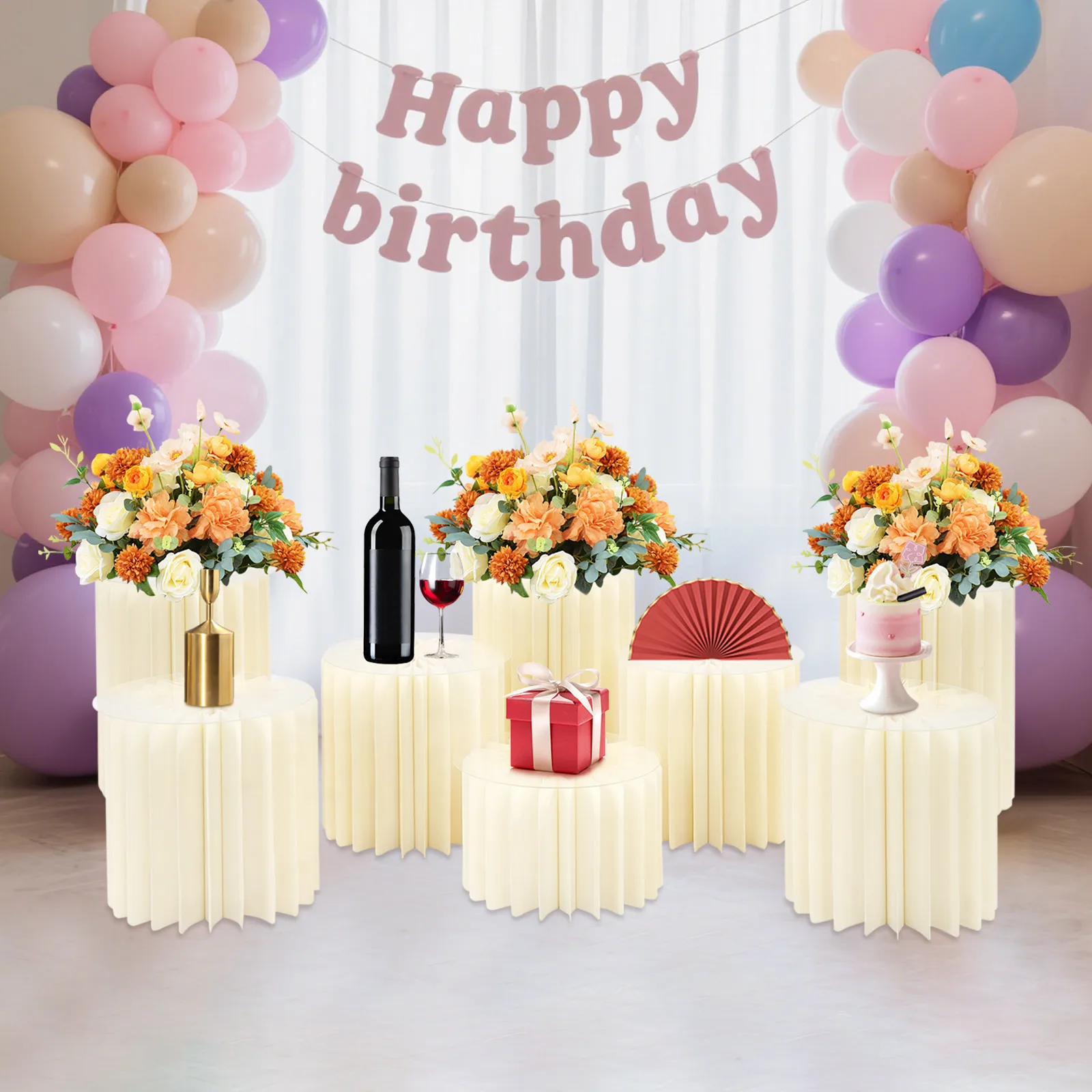 Carton PVC blanc laiteux 30x4 0/30/20cm, support cylindrique pliable pour fleurs, portant 20kg, présentoir de décoration de mariage