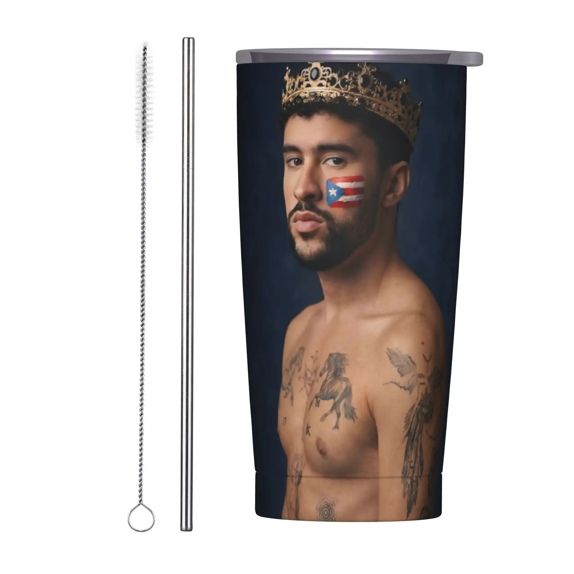 Bad Bunny DTMF Tour 2026 Insulated Tumbler with Lid  Vacuum Coffee Mugs Outdoor Portable Hot Cold Drinks Cup 20oz