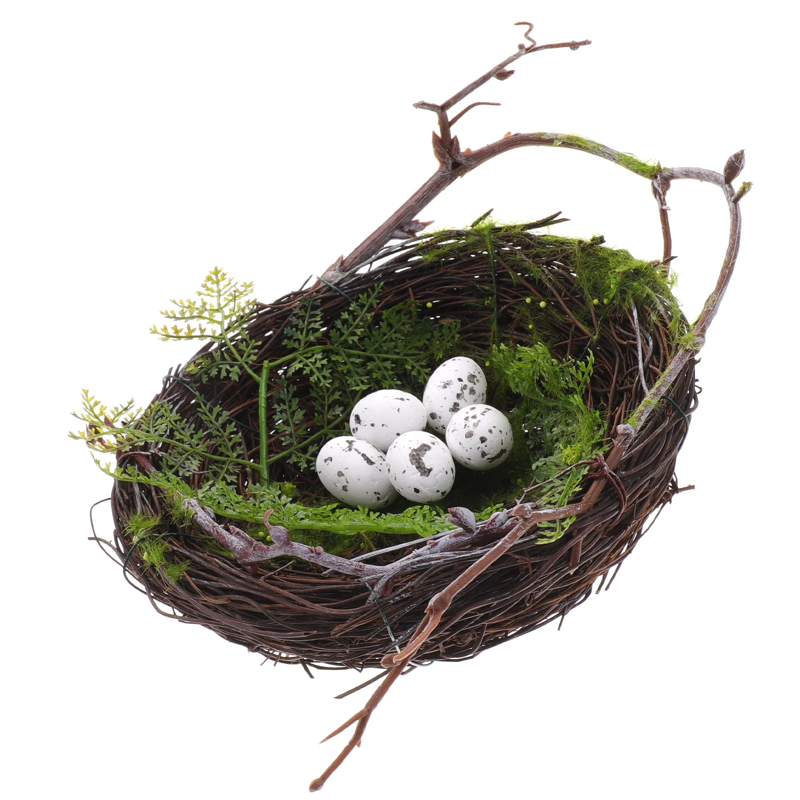 

1Set Bird Rattan Nest Decor Natural Style Artificial Nest for Flower Arrangement Home Decor Photography Craft Projects with 5