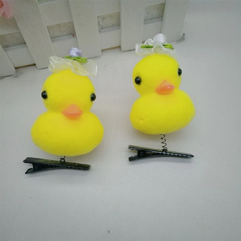 Duck Hair Clip with Fabric Flower Cartoon Hairpin Fun Soft Hair Accessory Dropshipping