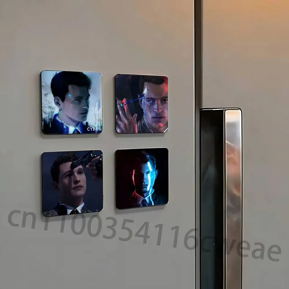 D-Detroit Become Human Game Fridge Magnets Refrigerator Card Kitchen Metal Icebox Cabinet Magnetic Cards