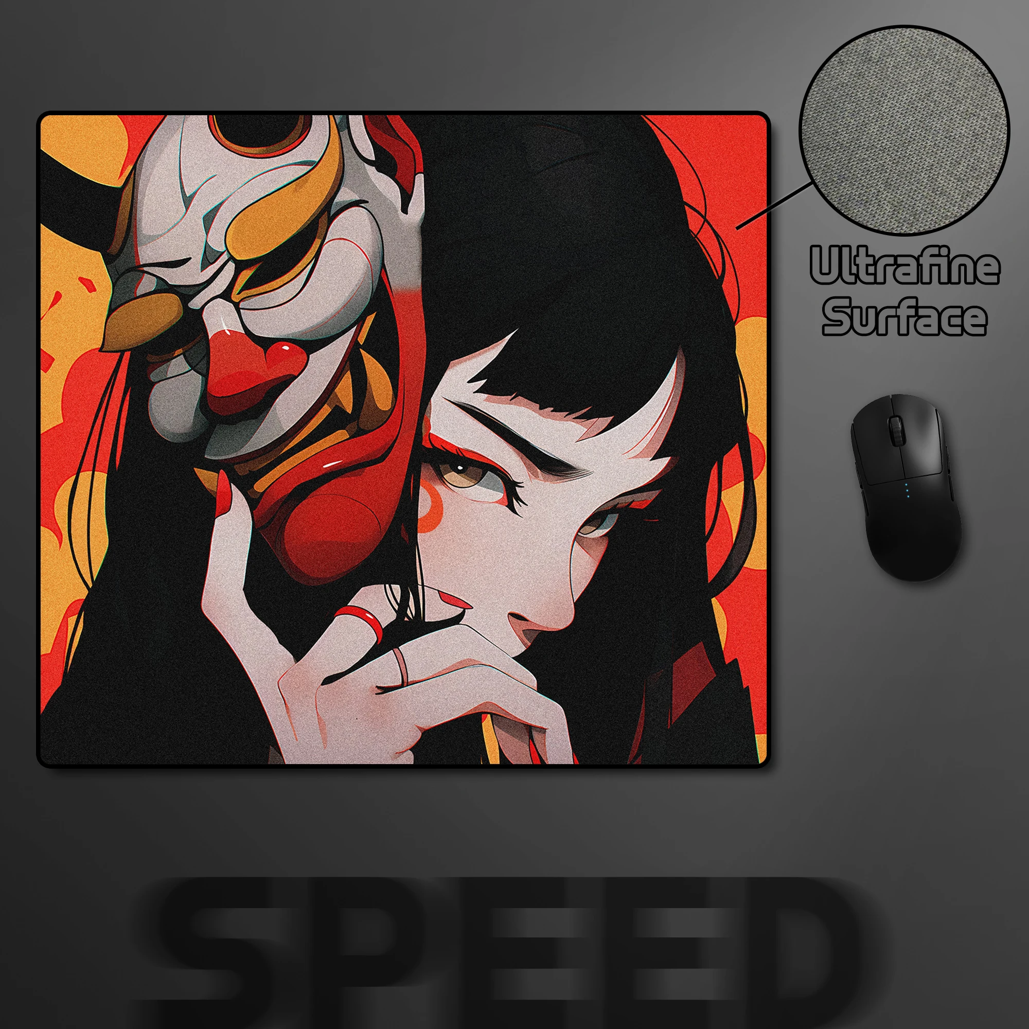 

45x40CM Speed Mousepad Oni Mask High Elastic Non-slip Bottom E-Sports Mouse Pad Gamer Premium Mouse Mat Game Professional Pads