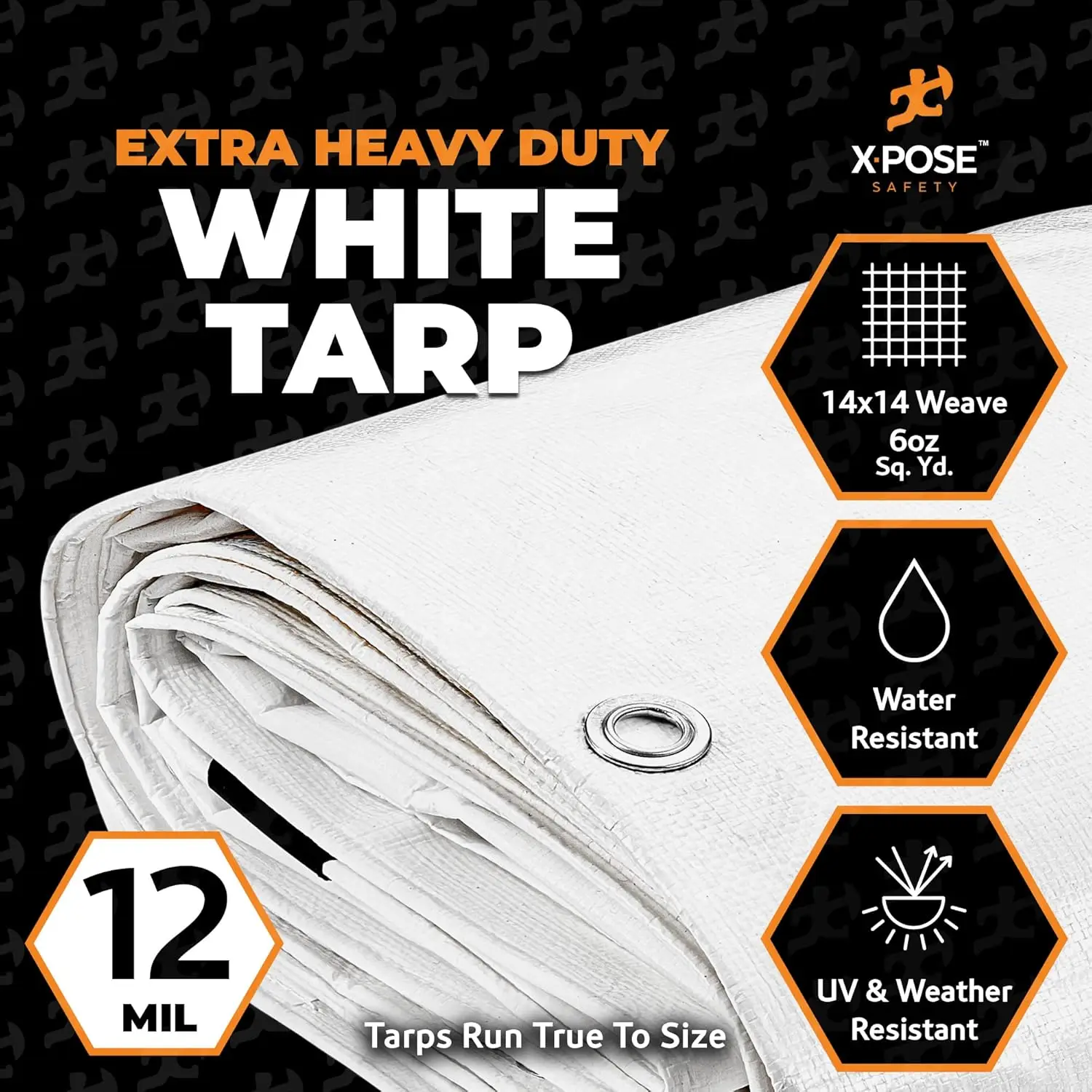 

Heavy Duty White Poly Tarp 40' X 60' - Multipurpose Protective Cover - Durable, Waterproof, Weather Proof, Rip and Tear Resistan