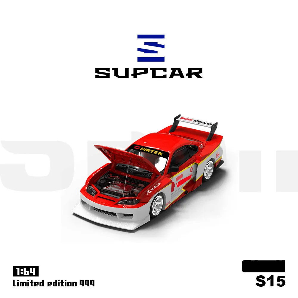 *Pre-order*SUPCAR 1:64 S15 Front Open Cover Rood/Blauw Schilderij Legering Model Auto voor Collectie & Display & Gift
