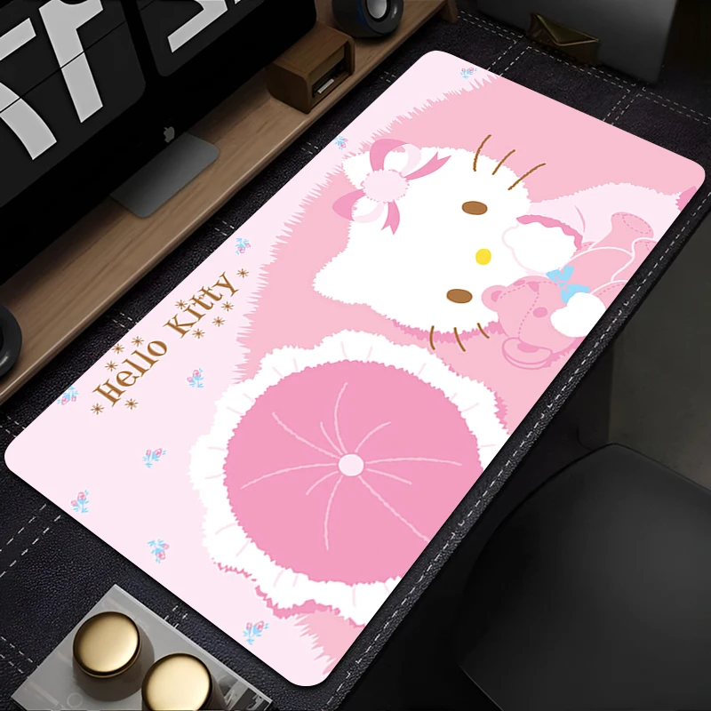 

Mouse Pad Laptop Kawaii Anime Bear Gaming Keyboard Rug PC Pink Bowknot H-hello Kitty Desk Mat XXL Cartoon Gamer Cabinet Mousepad