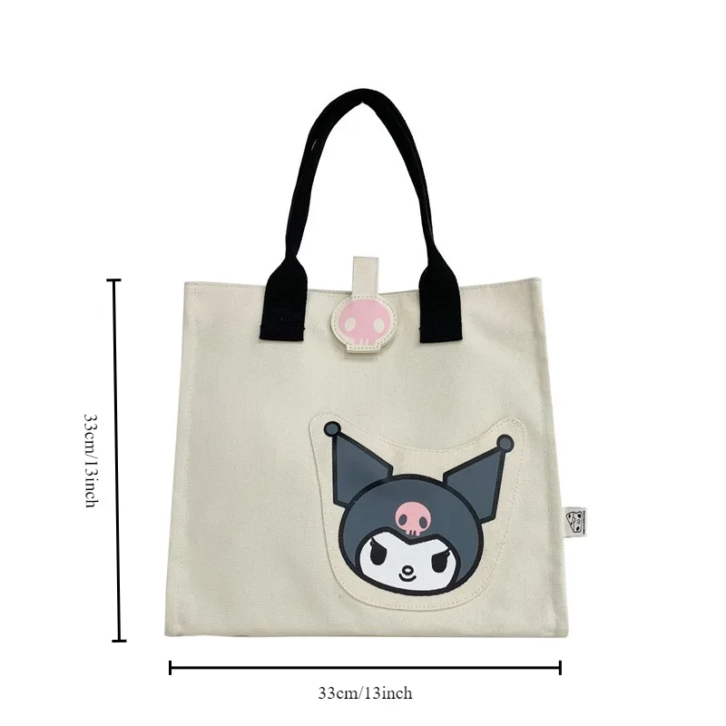 Sanrio Hello Kitty Cute Cartoon Canvas Bag Kawaii Large Capacity Lightweight Girl Heart Students Commuting Leisure Shoulder Bag