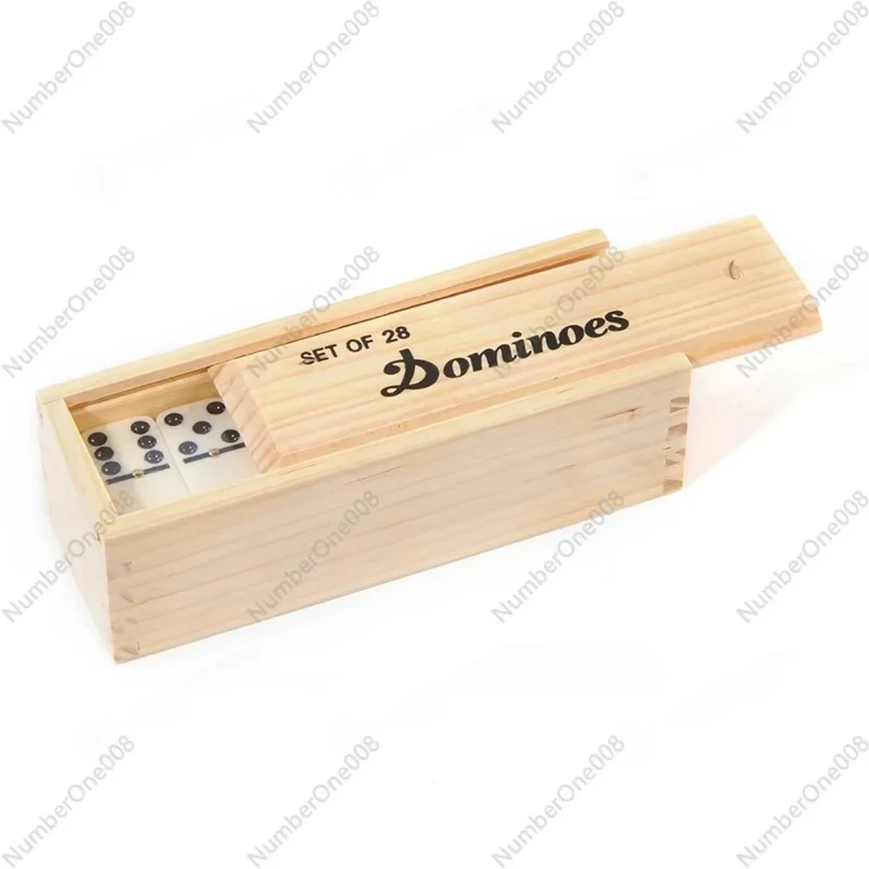 Massief hout/houten kist Domino Set/dubbel Zes/dubbel 6/domino's/DOMINO/28 vellen,