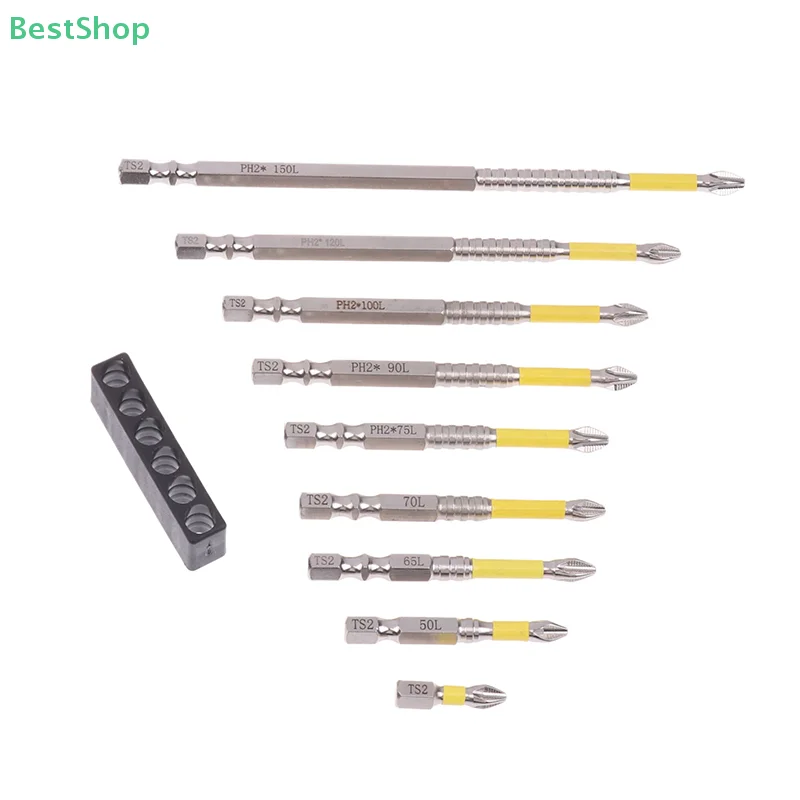 Punta da trapano a percussione antiscivolo 25/50/65/70/90/150mm Set di punte per cacciavite magnetico Gambo esagonale da 1/4 di pollice per trapano elettrico