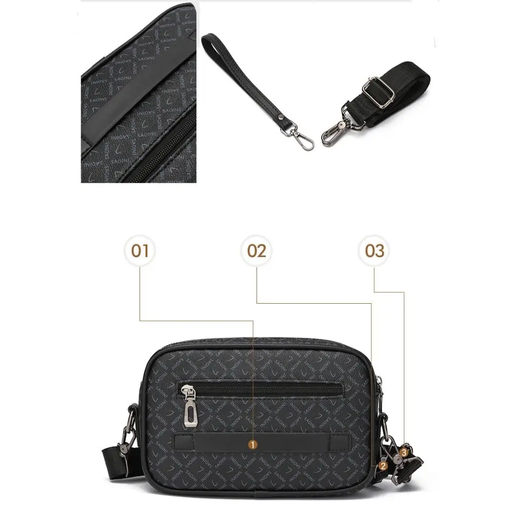 Business Printing Handbag Style Vintage Multi-Functional Crossbody Bag PU Leather Waist Strap Shoulder Bag Men