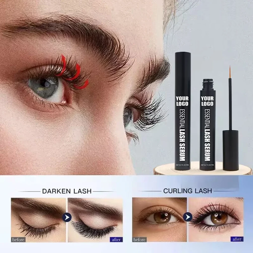 5mlプライベートラベルまつげ美容液カスタムロゴまつげケアソリューションナチュラル濃密カールバルクメイクアップビューティーゴールドパッケージ