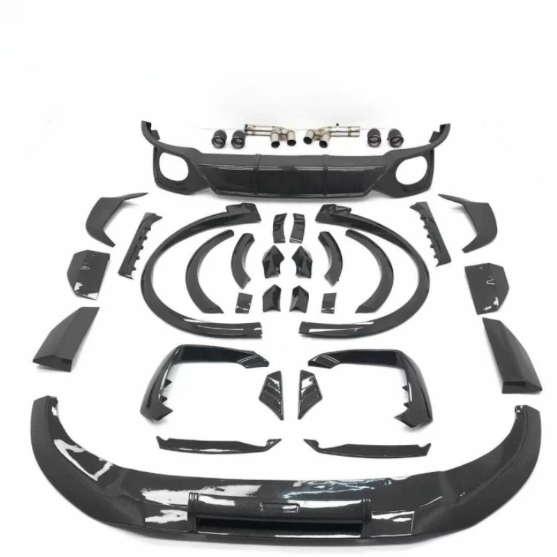 Carbon Fiber Wide Body Kit for RSQ8 Front Lip Over Fender Rear Diffuser Exhaust Tips Bumper Exterior Accessories