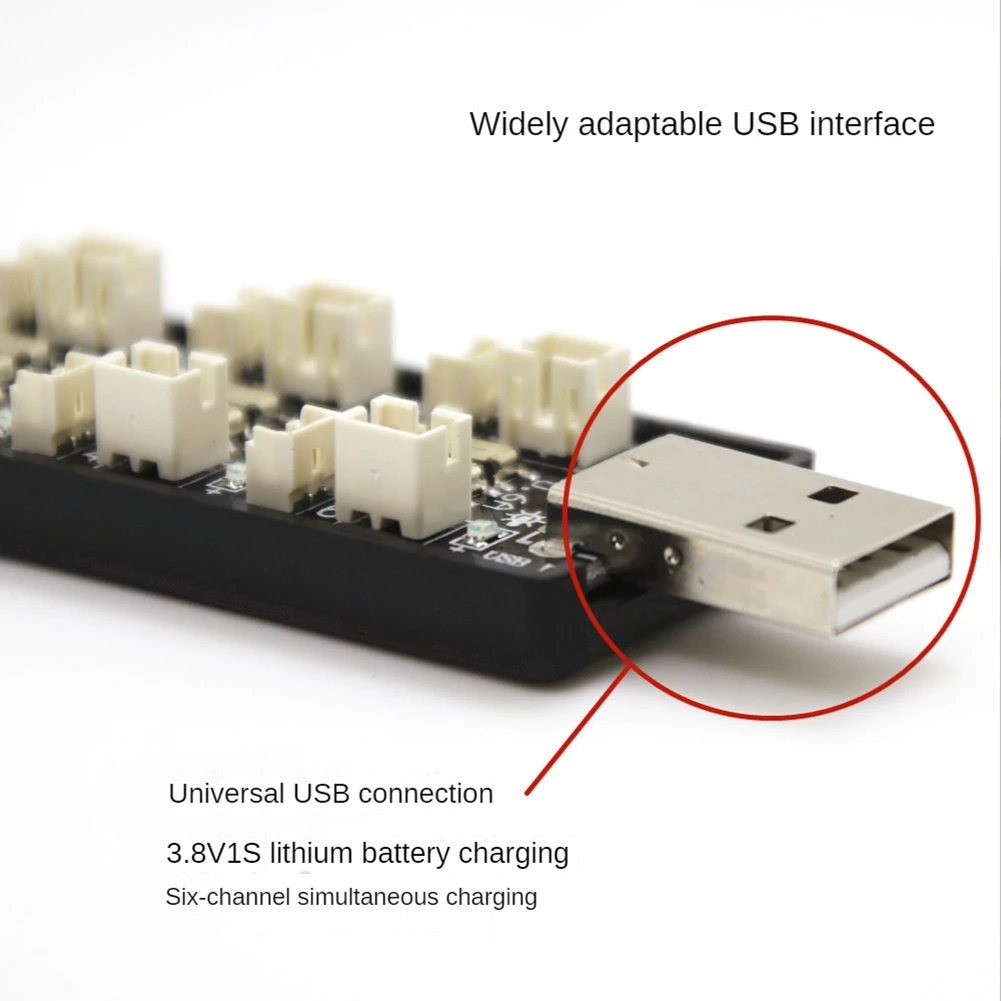Adaptador de Carregamento USB Bateria LiPo, Placa Carregador, Micro-JST 1,25 JST-PH 2.0 MCX MCX, 1S, 3.8V, 4.35V, 6CH