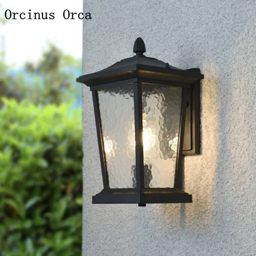 American retro LED outdoor wall lamp patio living room creative personality bronze waterproof wall lamp