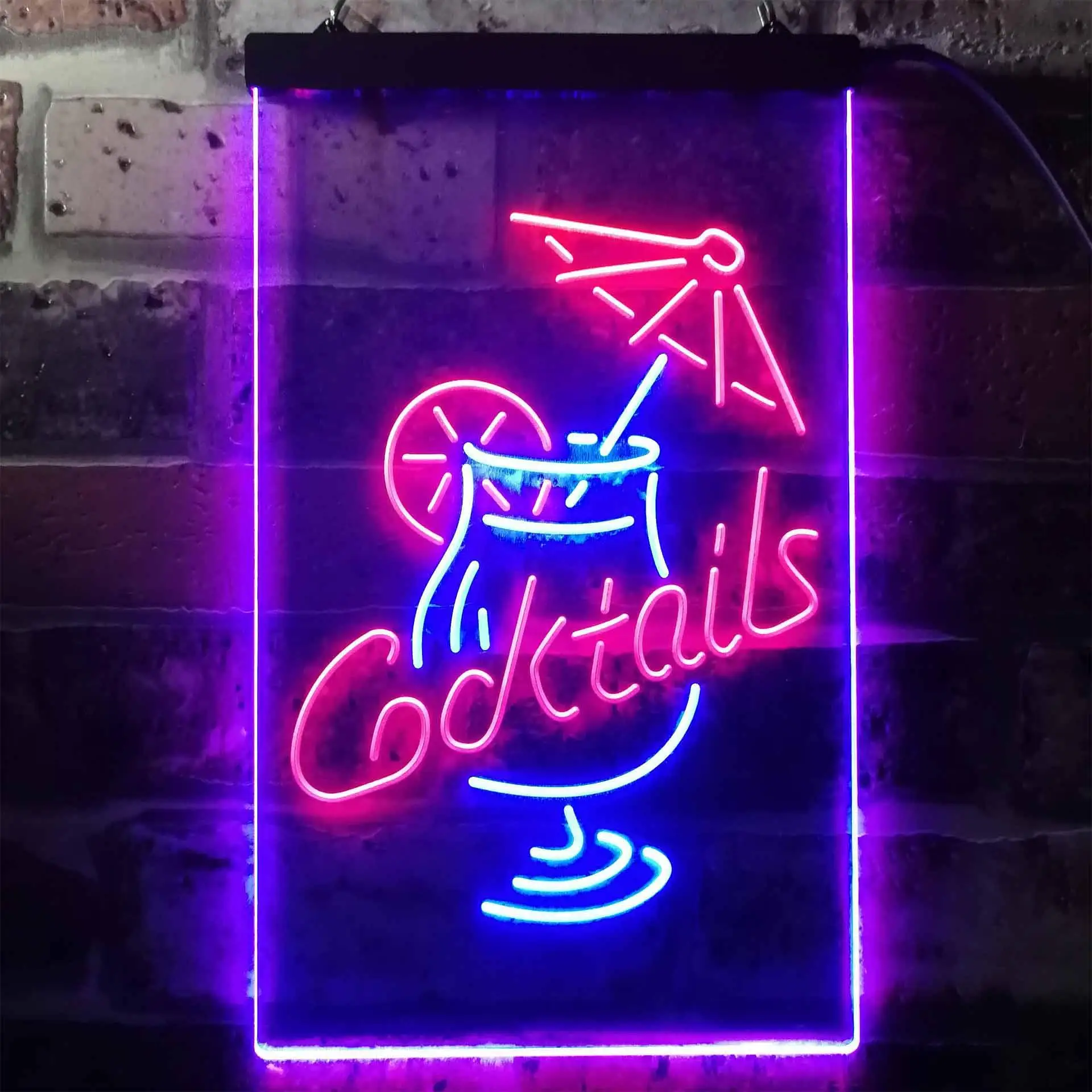 Cocktail Martini Umbrella Cup Dual Color Led Neon Sign st6-i3348