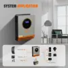 PowMr 2400W 순수 사인파 인버터 24VDC ~ 110V/120VAC 50A PWM 충전 컨트롤러 최대 PV 80VDC 태양광 인버터 오프 그리드 시스템 5