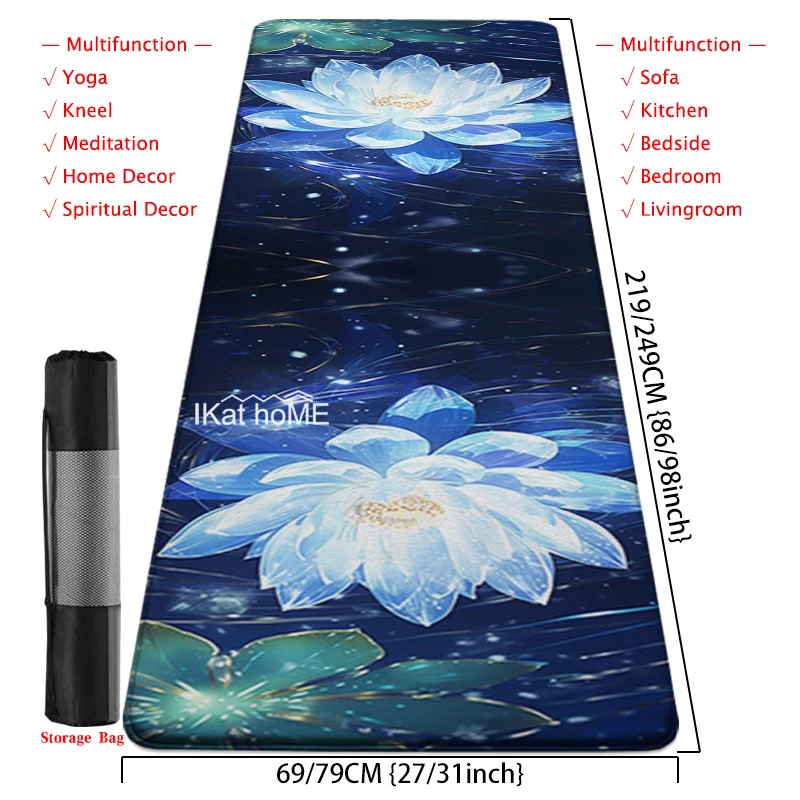 Colorful Neon Lotus Yoga Meditation Mat Large Carpet 7 Chakra Singing Bowl Healing Rug Reiki Spiritual Bedroom Gym Home Decor