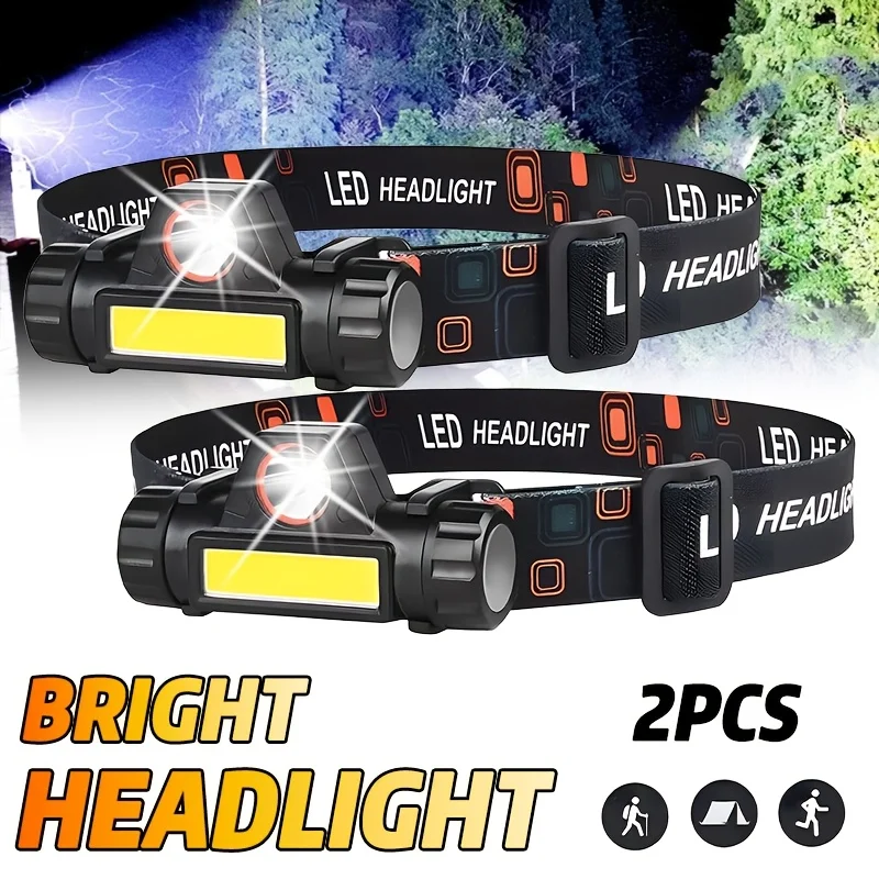 Linterna frontal LED COB recargable por USB, potente faro magnético, superbrillante, resistente al agua, para pesca al aire libre