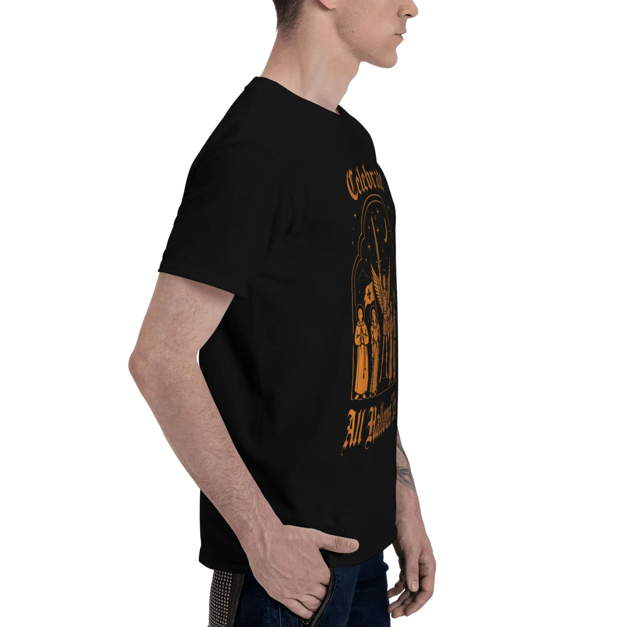 All Hallows Eve Catholic Saints Men's T-Shirt Clothes Sport Tee Shirt Short Sleeve Summer Casual Fashion Loose