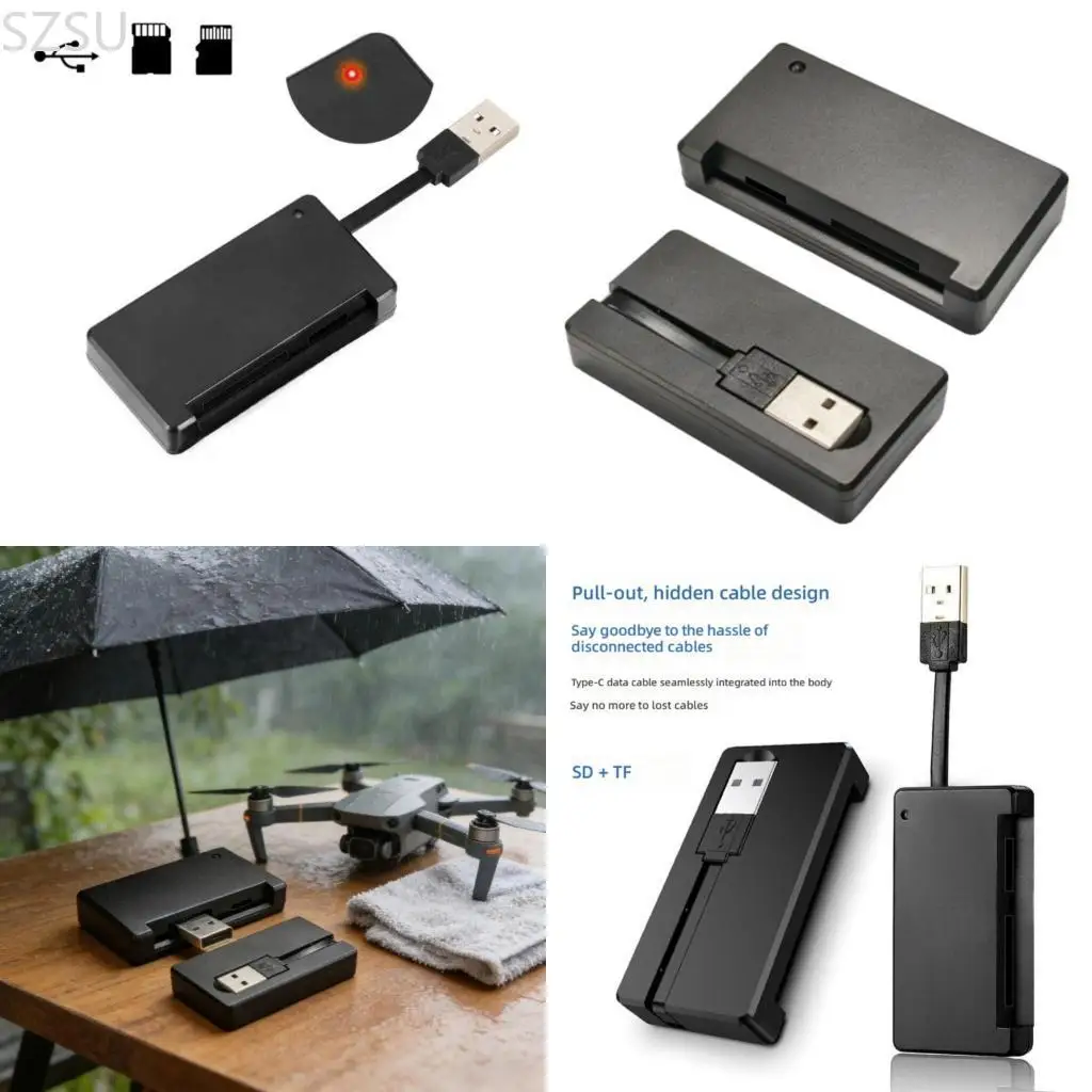 SZSU Fast speed USB 2.0 Memory Card Reader With Hiddens Interfaces For TF Cards Used In Security Cameras