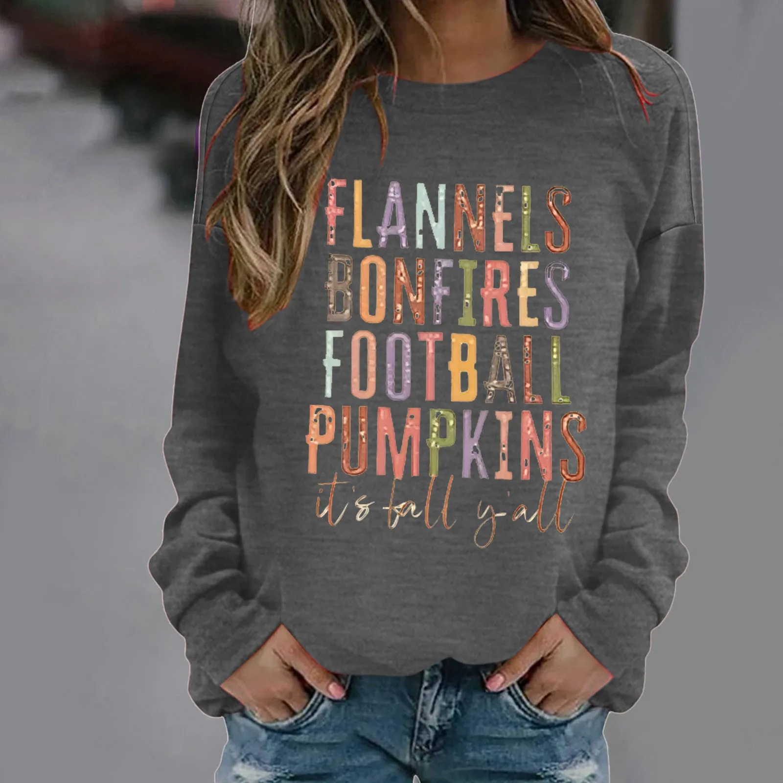 Women Football Sweater: Flannels Bonfires Football Pumpkin Tops Fall Pumpkin Pullover Plus Size Sweatshirts For Women