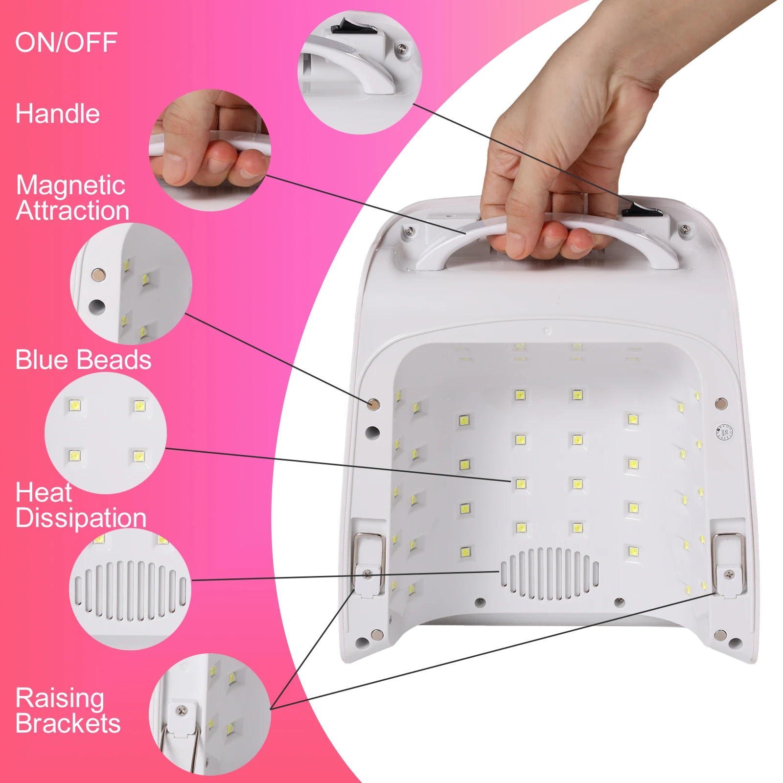 コードレスUVネイルランプ,充電式ジェルランプ,プロのLEDネイルドライヤー,自動センサー,高速硬化,家庭およびサロン,132W