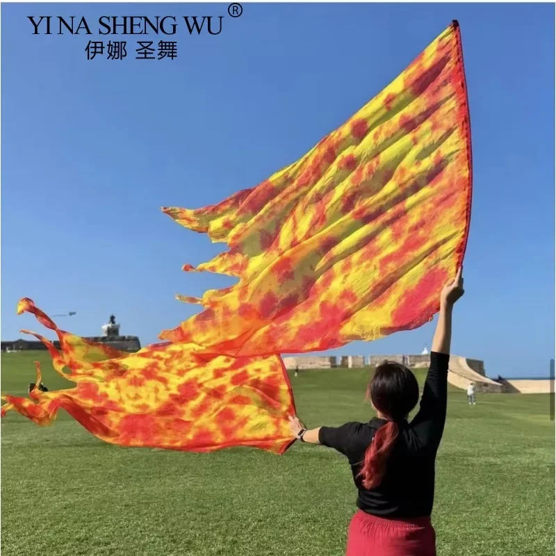 Farbverlauf-Tanzseide-Flagge mit Flexibler Stange, Anpassbare Farben, Tanzzubehör für Frauen, Anbetung und Lobpreis
