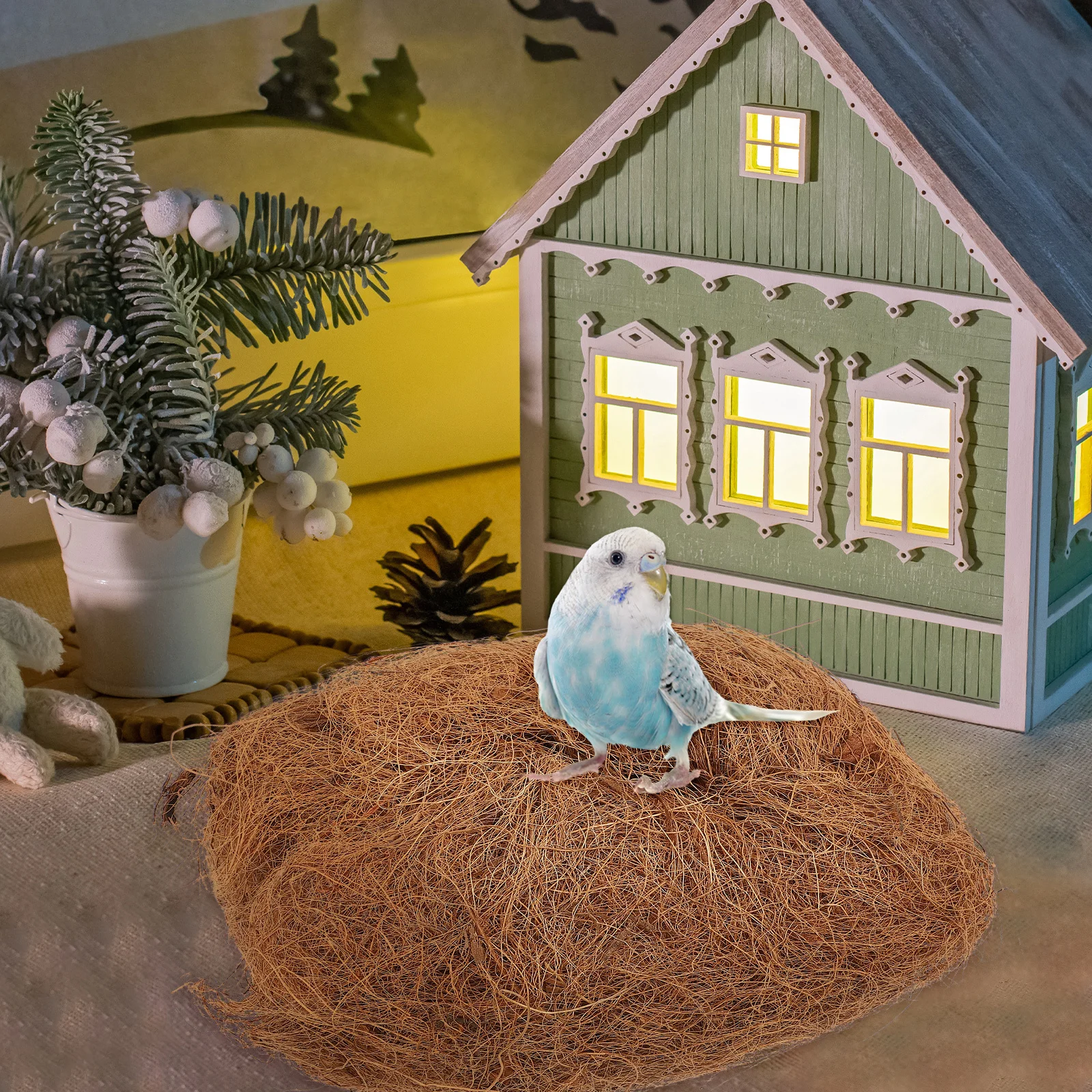 

Coconut Fiber Bird Nest Mat Comfortable Bedding Natural Nesting Material for Birds Small Animals Planters Squirrel Habitat