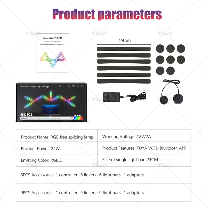 Imagem -06 - Rgb Smart Led Night Light Faça Você Mesmo Splicing Iluminação Ambiente Tuya App Control Lâmpada de Parede Led Atmosfera Sala de Jogos tv Backlight Decor