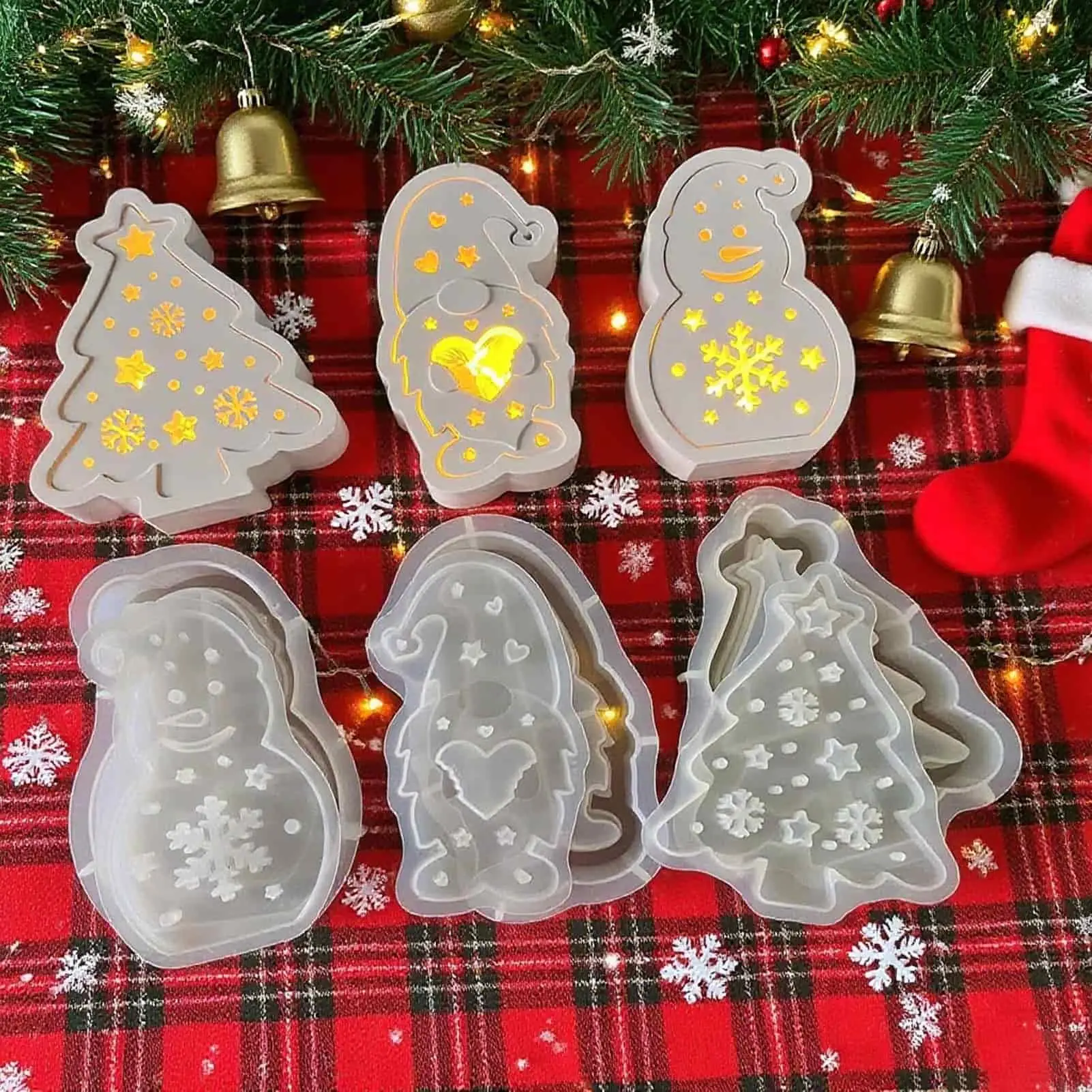 

Рождественские формы из смолы, 3D гипсовые формы для орнаментов, набор литьев, художественное ремесло для стола, центральная часть комнаты, вечерние украшения для домашнего ужина