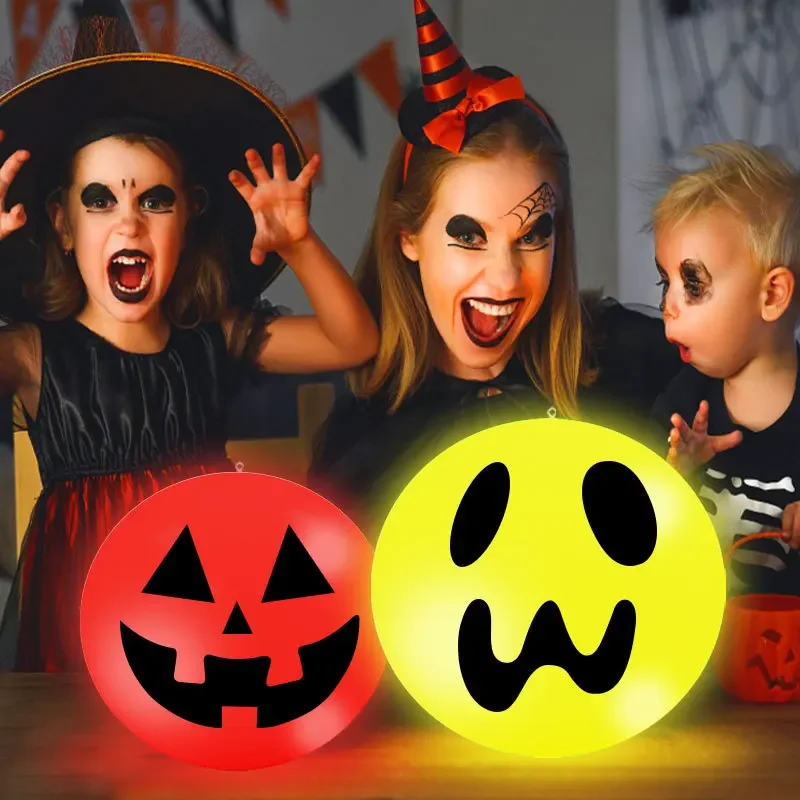 Lampu LED Halloween, bola mainan labu, lampu tenaga surya, ornamen dekorasi Halloween Natal tahan air luar ruangan