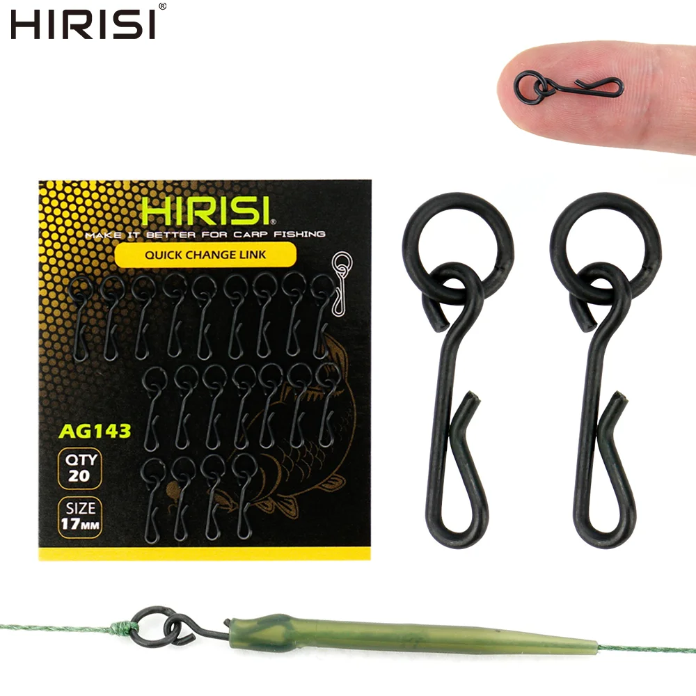 Hirisi AG143 20 Stück Karpfenangeln Schnellwechsel-Schwenkknöpfe mit massivem Ring Anti-Tangle Terminal Tackle für Karpfenangeln Rigs