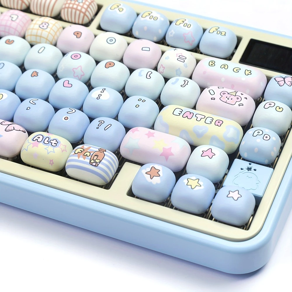 GEFENSI MOG Cute Round Key Cap Set PBT 137 Key Steamed Bun 7U Space Bar For MX Switch HI75 HI8 68 F99 104 64 Wooting Mechanical