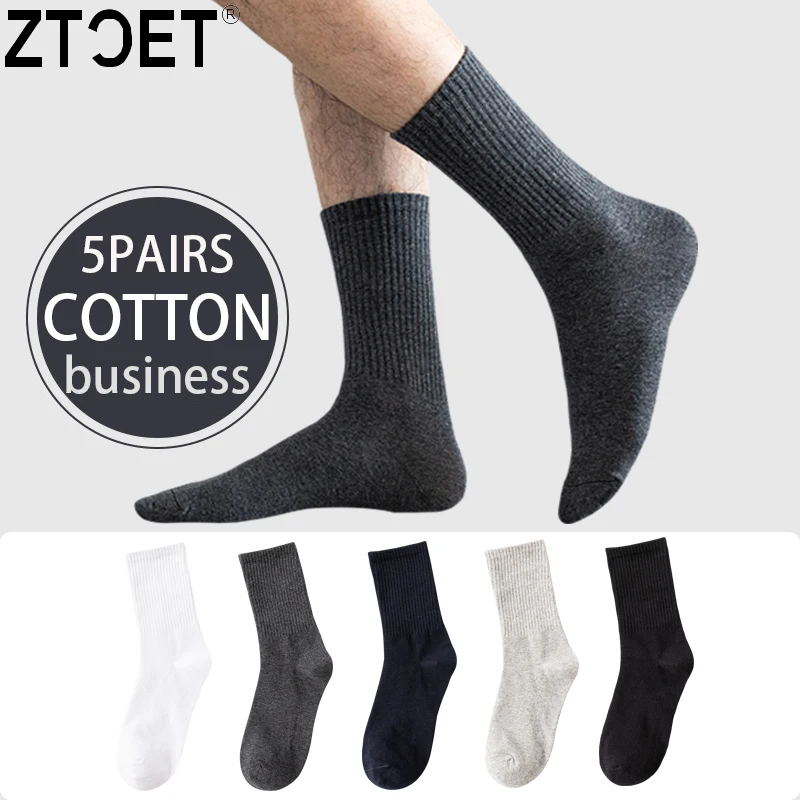 

Новые мужские носки из чесаного хлопка, осенне-зимние черные деловые длинные носки, дышащие новые мужские носки высокого качества, большие размеры EU38-45